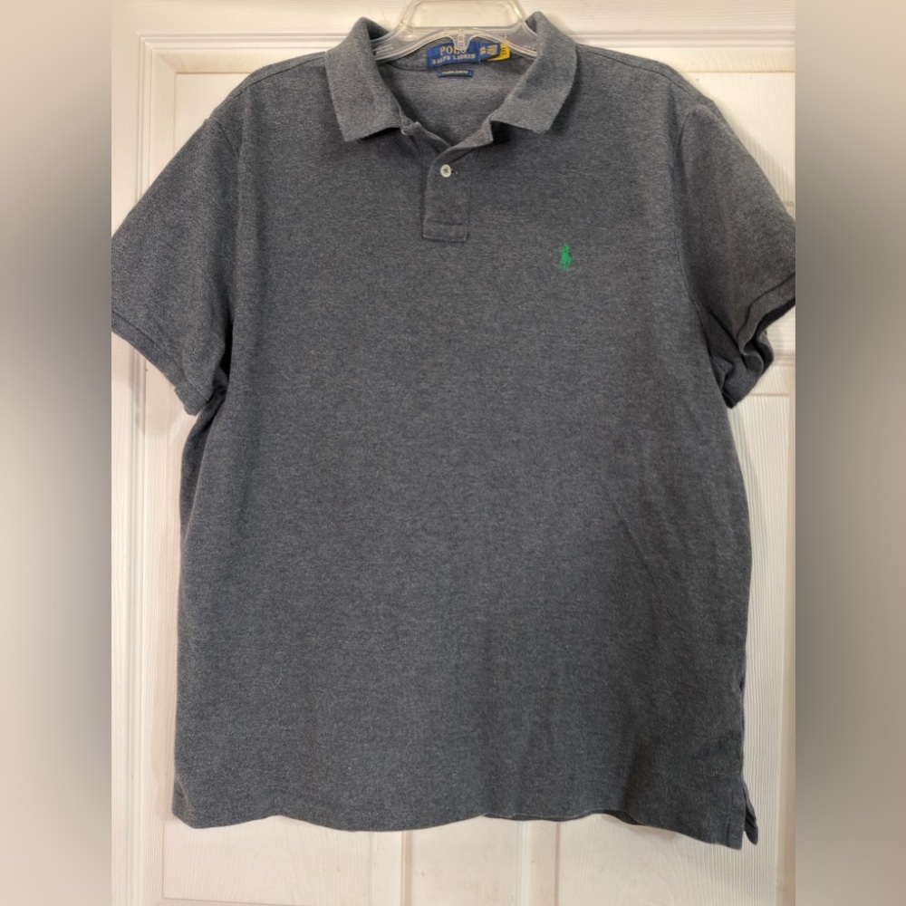 Polo by Ralph Lauren Men's Dark Gray Polo‎ Shirt Green Pony Logo Sz XXL EUC